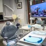 Dental exam chair in the dental treatment room
