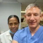 Dr. Kirsch and his dental staff member, Angie